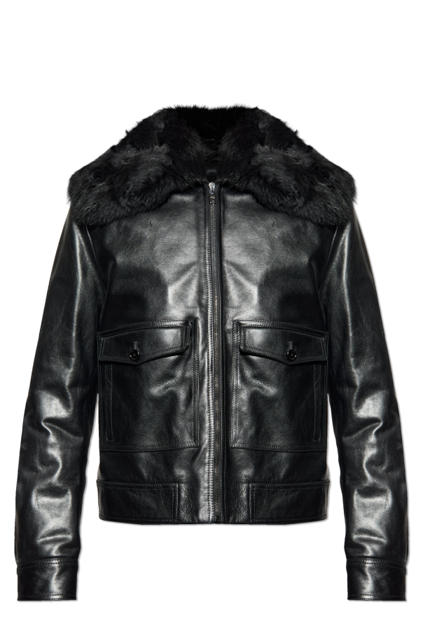 Dolce & Gabbana Leather jacket with fur collar | Men's | Vitkac